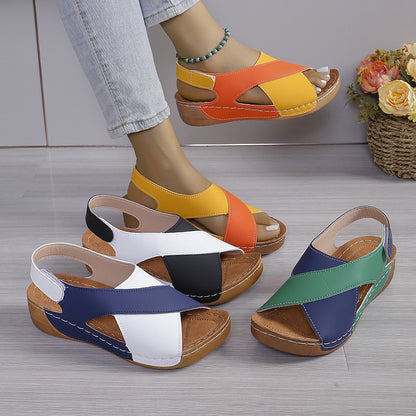✨【36-43】Ženski kontrastni sandali Wedge Udobni sandali za gleženjski trak