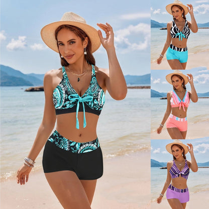 🏊‍👙【S-5XL】🌴Poletne elegantne kopalke za večje številke s potiskom, modne in lepe, ohlapne in udobne