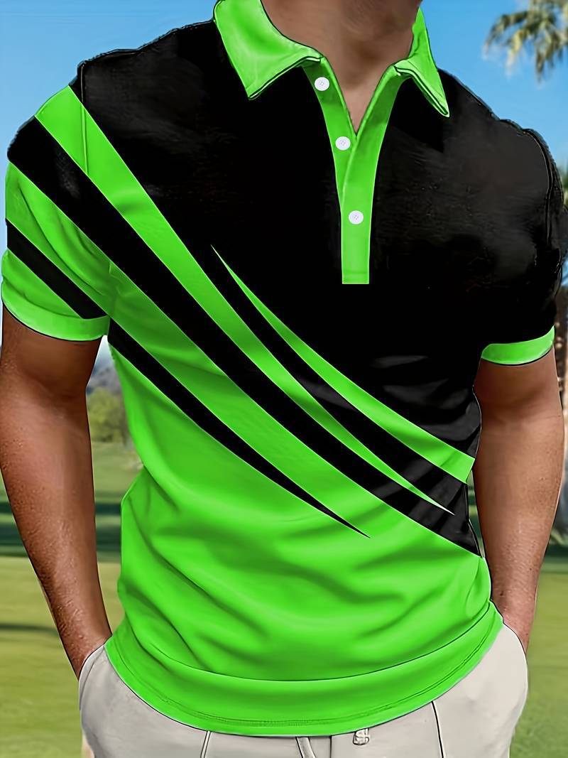 👔【S-6XL】2025 nowa męska koszulka POLO w paski z nadrukiem 3D