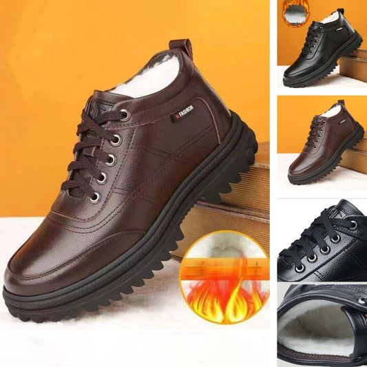 🔥【39-44】Zimní zateplené kožené pánské boty s tlustou podrážkou, teplé a měkké👞