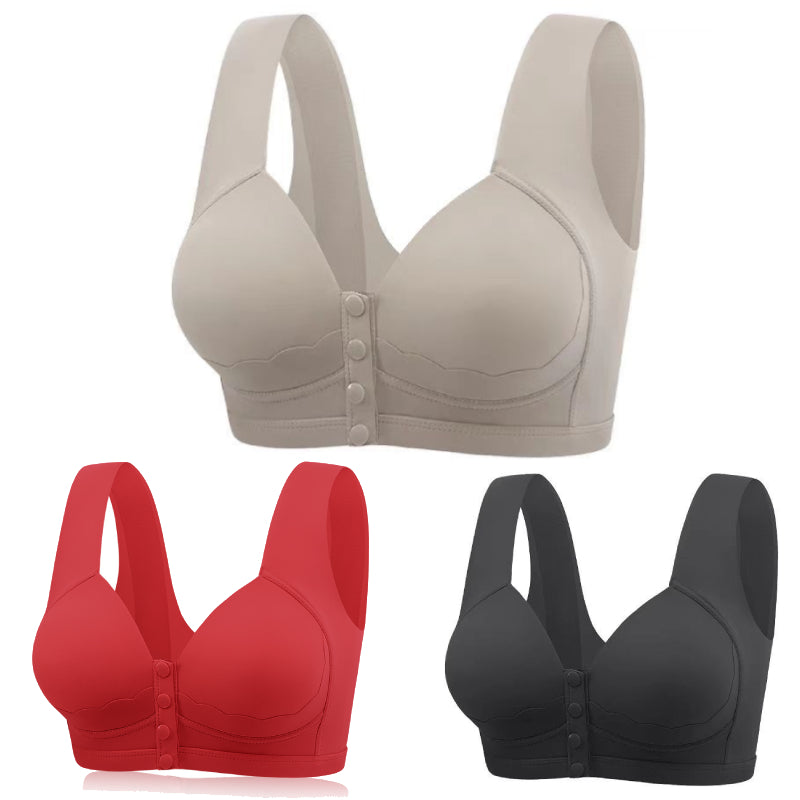 😍❤️45–75 kg【3 kosi】✨Ženski brezšivni modrček iz ledene svile s sprednjim zapenjanjem, primeren za mame