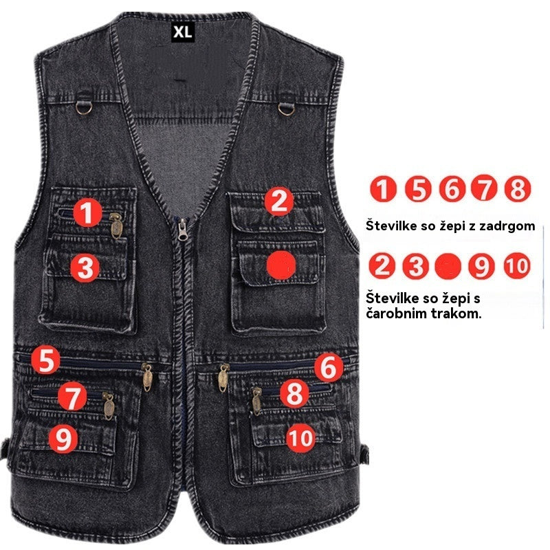 🔥【XL-7XL】2026 Moška denim jopica z več žepi