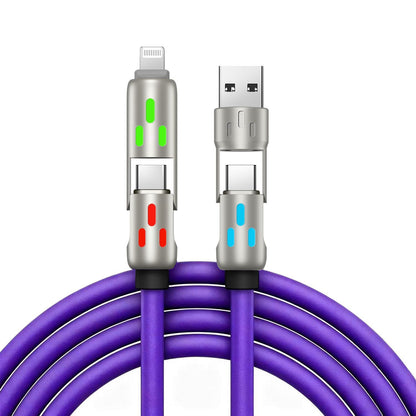 🔥 【2 kosa za 22 evrov】 🔥 (dolžina 2 metra) 4-v-1 kabel PD 240 W – hitro polnjenje USB‑C, Lightning in USB‑A, aluminij in silikon, sinhronizacija podatkov ⚡📱