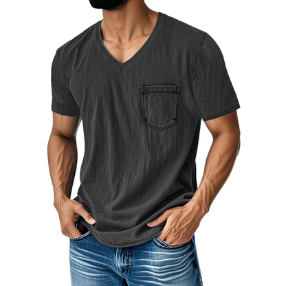 👔 50 % POPUST 🔥 【40–120 kg】 Moška ležerna majica iz džinsa z V-izrezom in kratkimi rokavi ✅ Plačilo po povzetju