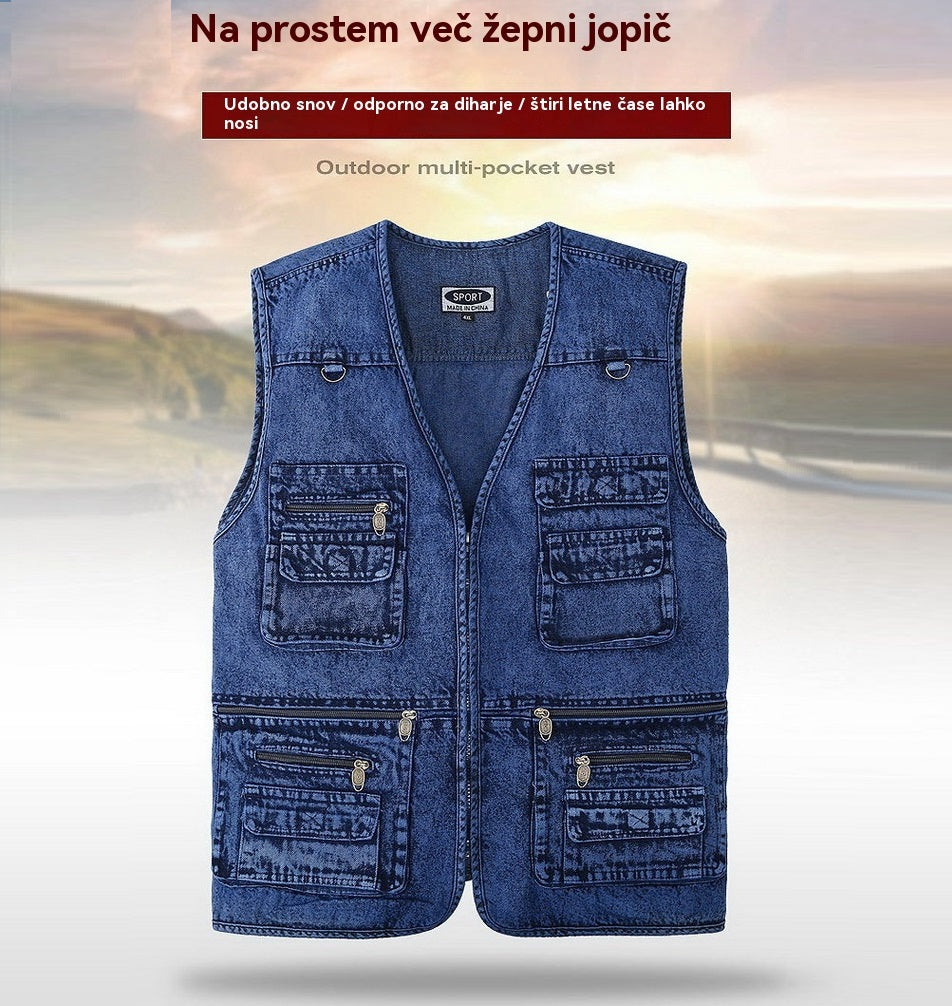 🔥【XL-7XL】2026 Moška denim jopica z več žepi