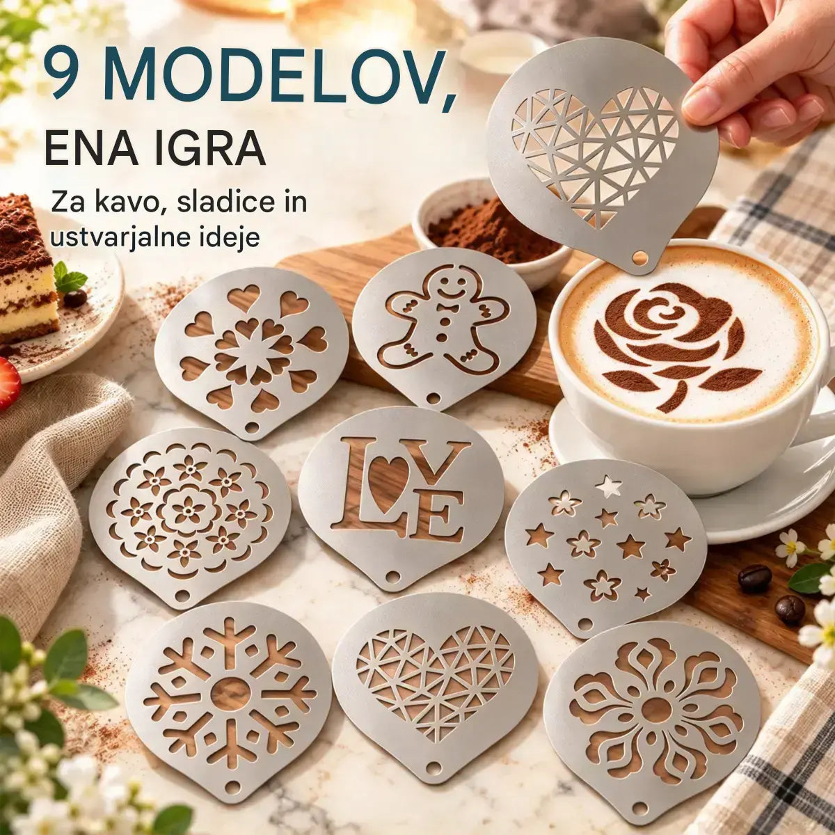 ☕ Šablona iz nerjavnega jekla za latte art