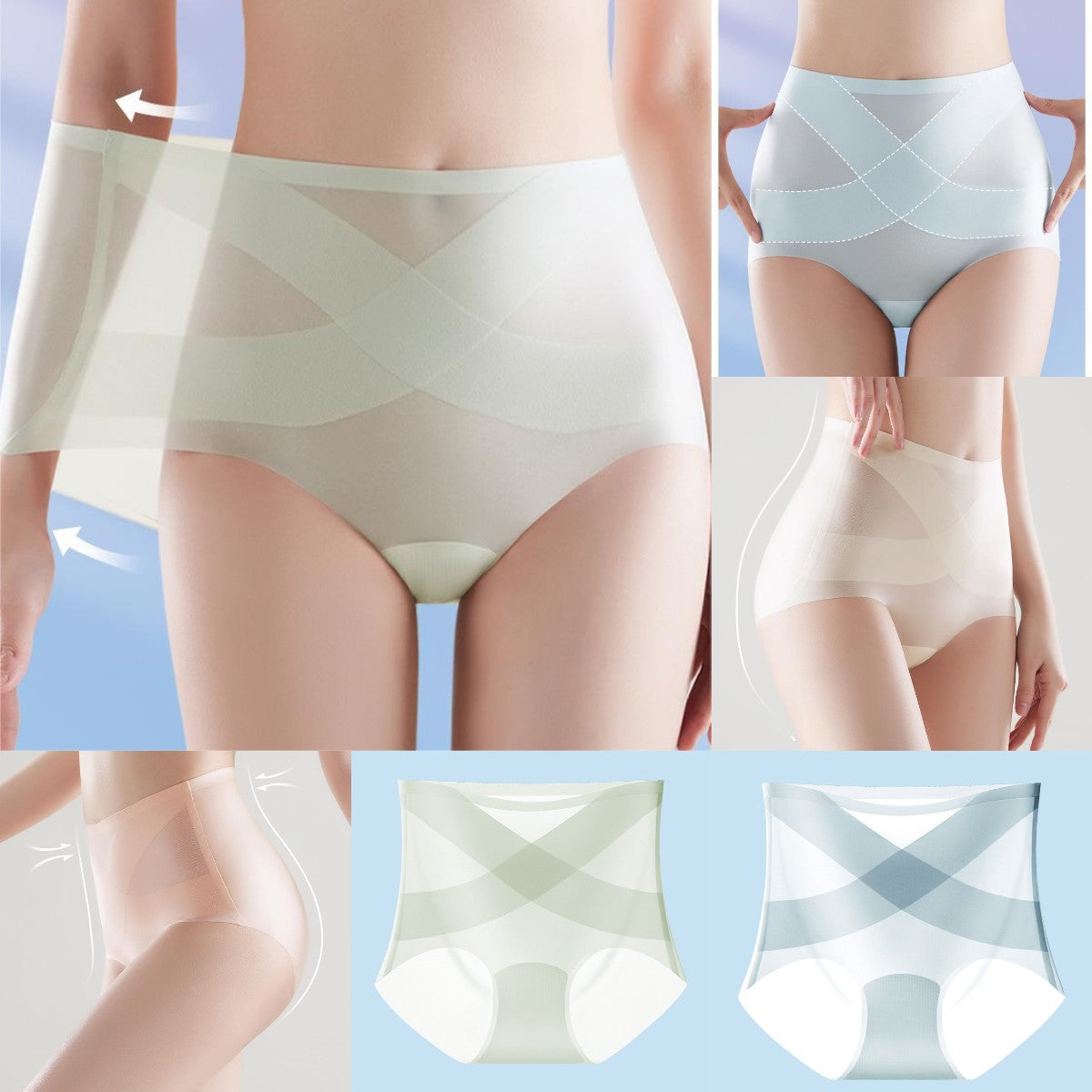 🔥🩲(6sztuk) Ostatni dzień - rabat 50%! - Ice Bandage majtki bezszwowe przewiewne, wysoki stan, chłodząca miękka tkanina