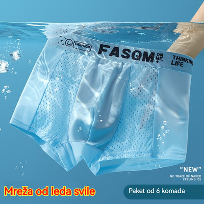 💥👍【6 szt.】Męskie bokserki z siateczki Ice Silk z oddychającego materiału