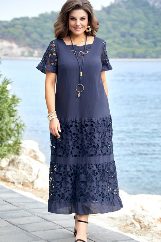 🔥✨【Omezené zásoby】【S-5XL】 2026 Nové módní elegantní šaty s dutou krajkou, ležérní a všestranné-Z