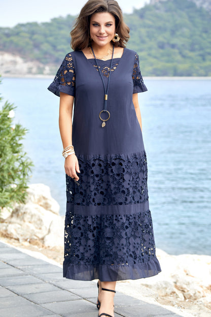 🔥✨【Omezené zásoby】【S-5XL】 2026 Nové módní elegantní šaty s dutou krajkou, ležérní a všestranné-Z