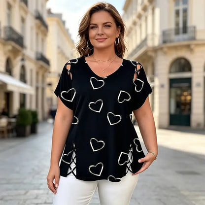 👚【S-5XL】Moderna majica s V-izrezom i izrezom u obliku srca