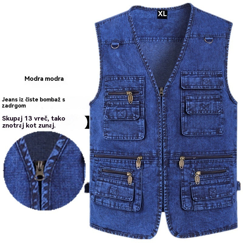 🔥【XL-7XL】2026 Moška denim jopica z več žepi