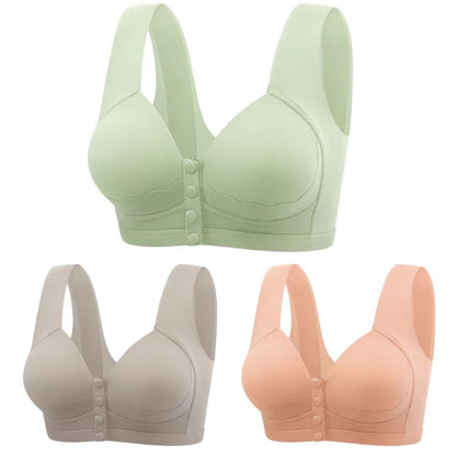😍❤️45–75 kg【3 kosi】✨Ženski brezšivni modrček iz ledene svile s sprednjim zapenjanjem, primeren za mame