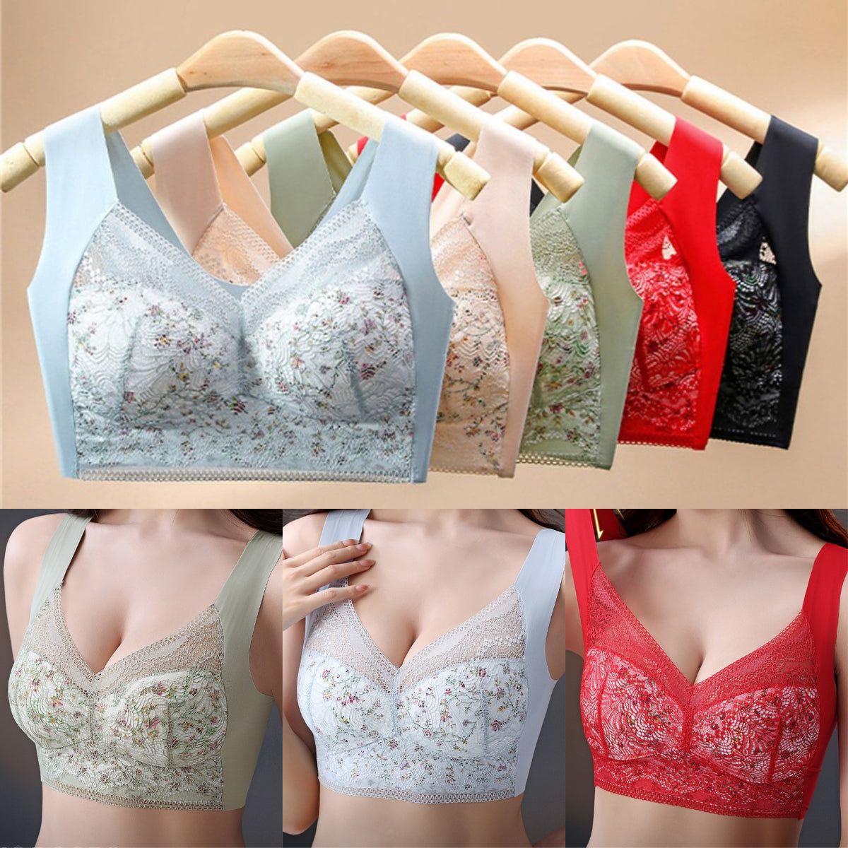 【Sada 3 kusů】💕🎁Ultratenká prodyšná nastavitelná podprsenka Ice Silk [40 kg-100 kg]