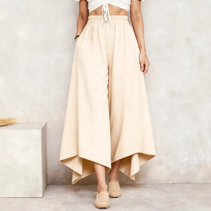 🥇【S-5XL】Damskie spodnie codzienne z wysokim stanem i szerokimi nogawkami – luźny krój i elegancki fason.