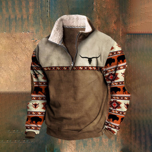 👕【S-4XL]2024 Męski modny, jesienno-zimowy, ciepły sweter z długim rękawem i nadrukiem 3D