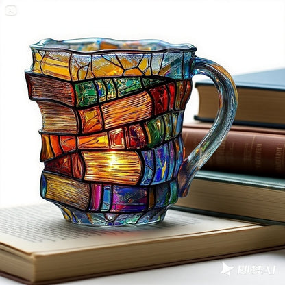 ☕📚 3D poslikana skodelica za kavo v obliki knjige