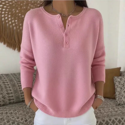💟 ✨【S-2XL】Damski jednokolorowy sweter z dekoltem V, luźny i casualowy