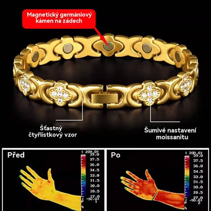 Magnetický náramek Clover Diamond - Objevte své tajemství úlevy od stresu, magnetické posílení wellness