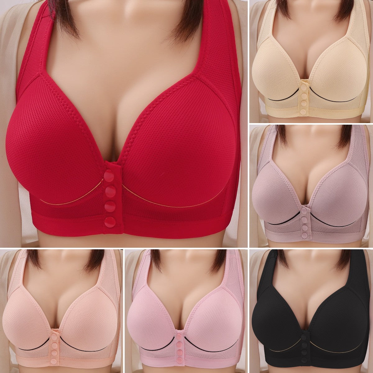 💥【3-pak】👙【40-100 KG】Biustonosz bez fiszbin dla mam w średnim i starszym wieku, cienki, wygodny i oddychający