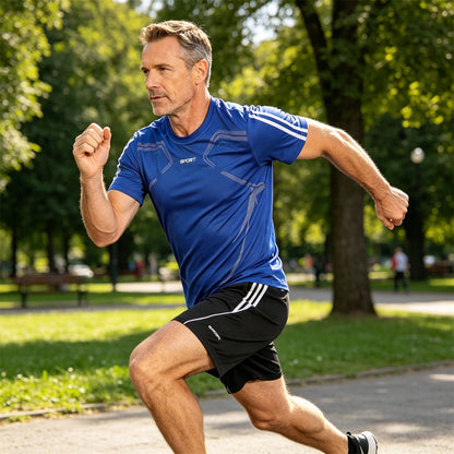 【L-5XL】Moški poletni športni komplet – majica s kratkimi rokavi in kratke hlače; ohlapen, ležeren slog, večje velikosti, moderen dizajn