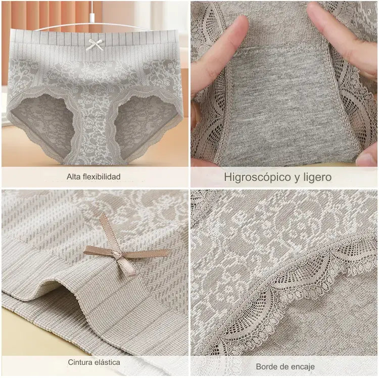 🔥🔥Ropa interior higroscópica antibacteriana de cintura alta para mujer