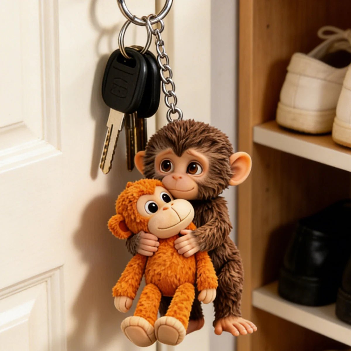 🏆 🐵 Llavero de mono 3D Viral Punch 💕🎁Un regalo conmovedor para amantes de los animales, familiares, amigos y seres queridos.