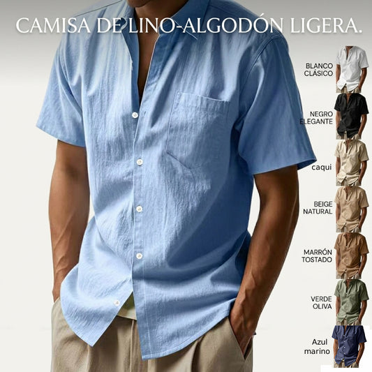 🏆👕【¡Más vendido!🔥】【Tallas S-4XL】 Camisa casual de lino para hombre, nueva colección 2026, con cuello. Ligera y transpirable.