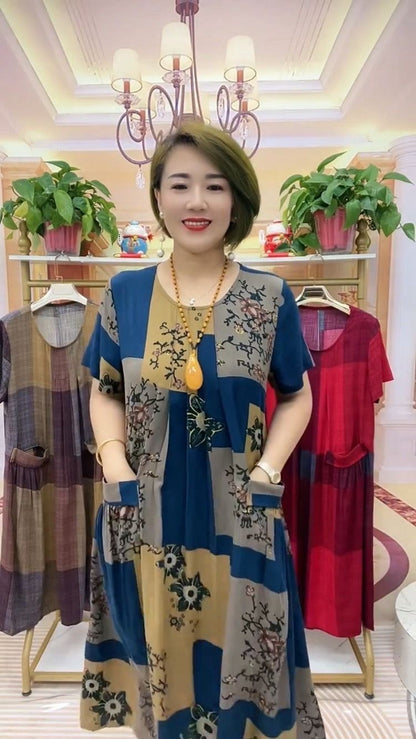 👗❤️【50-100 kg】2026 Sukienka podróżna w kratę, swobodna, modna i wygodna sukienka dla mamy