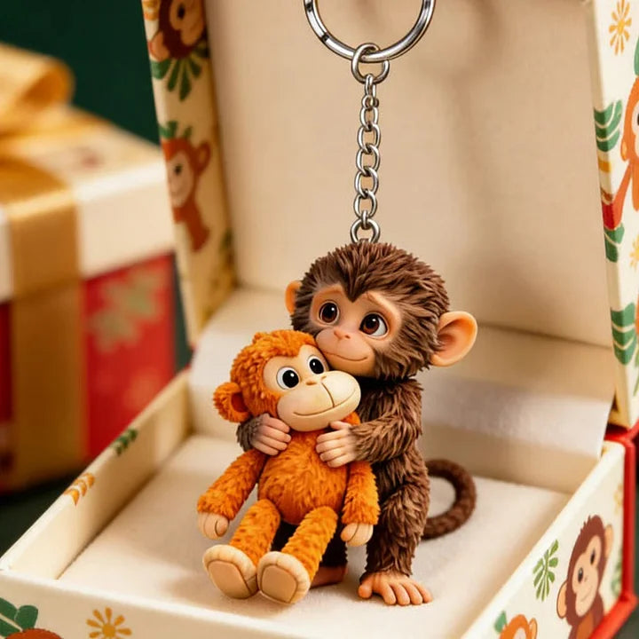 🏆 🐵 Llavero de mono 3D Viral Punch 💕🎁Un regalo conmovedor para amantes de los animales, familiares, amigos y seres queridos.