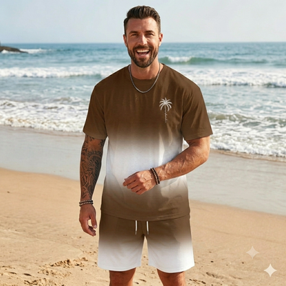 🌴【S-5XL】 Nov moderen moški poletni komplet s potiskano majico in kratkimi hlačami; ohlapen, ležeren kroj.