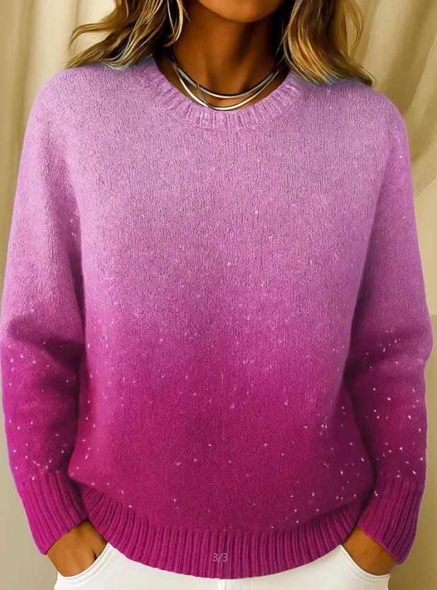 🔥【XS-5XL】Dziany sweter z okrągłym dekoltem i gradientowym wzorem, z motywem gwiaździstego nieba