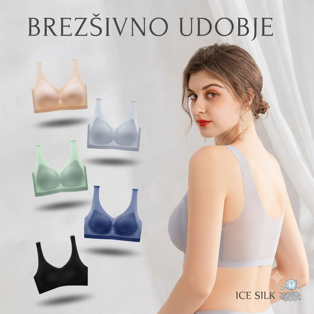 💟 【Komplet 3 kosov】（M–5XL） Poletni ultra tanek brezšiven modrček iz »ledene svile« – lahek in zračen