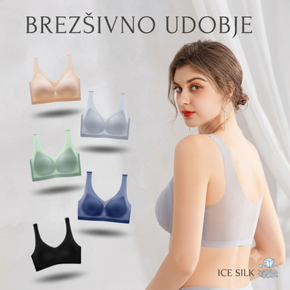 💟 【Komplet 3 kosov】（M–5XL） Poletni ultra tanek brezšiven modrček iz »ledene svile« – lahek in zračen