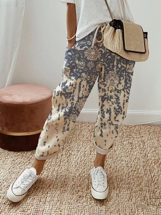 👍💐Pantalón casual de mujer en algodón y lino, opcionalmente multicolor