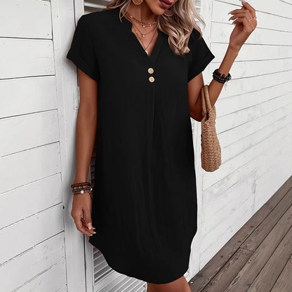 ✅Pago contra reembolso-💥2026 Nuevo vestido de verano para mujer de color liso - Elegante y con estilo