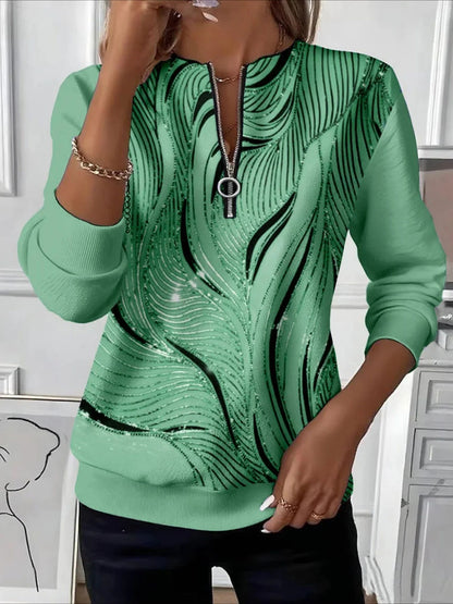 🔥【Gorący produkt!】(S-5XL)Swobodna bluza z kapturem i nadrukiem, zapinana na zamek