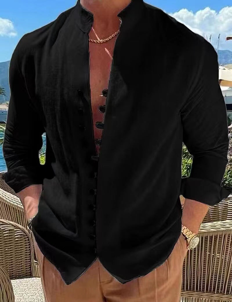 🌈👔【S-3XL】😍Nova kolekcija 2026, moška bombažno-lanena srajca, večje velikosti, ohlapna srajca z dolgimi rokavi