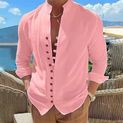 🌈👔【S-3XL】😍Nova kolekcija 2026, moška bombažno-lanena srajca, večje velikosti, ohlapna srajca z dolgimi rokavi