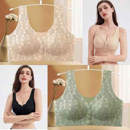 😍【Paquete de 2 piezas】Sujetador sin aros con botón frontal para mujer