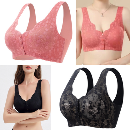 😍【Paquete de 2 piezas】Sujetador sin aros con botón frontal para mujer