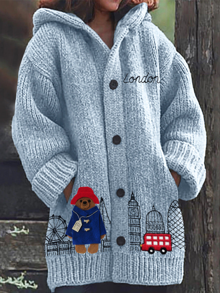【S~5XL】✨Elegantní retro potisk, silný kardigan s kapucí a fleecovou podšívkou.