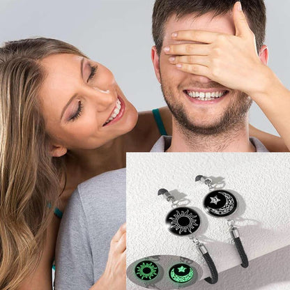 🎁💖 Párové náramky, sada 2 kusů, elegantní náramky s motivem slunce a měsíce