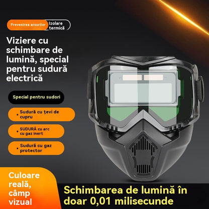 🔥😎Popolnoma avtomatska varilska čelada z zaščitno masko za varilce, ki se namesti na glavo in menja z lučjo