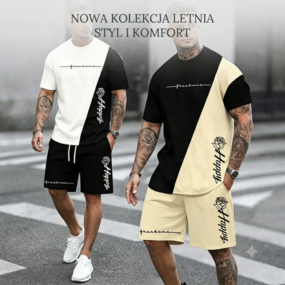 【Plačilo ob dostavi】 Nov moški športni komplet v barvnih blokih – ohlapen in udoben.
