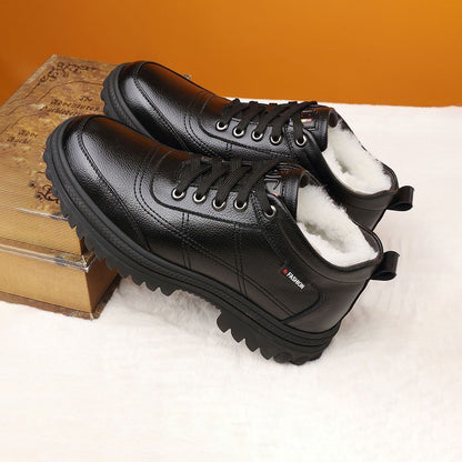 🔥【39-44】Zimní zateplené kožené pánské boty s tlustou podrážkou, teplé a měkké👞