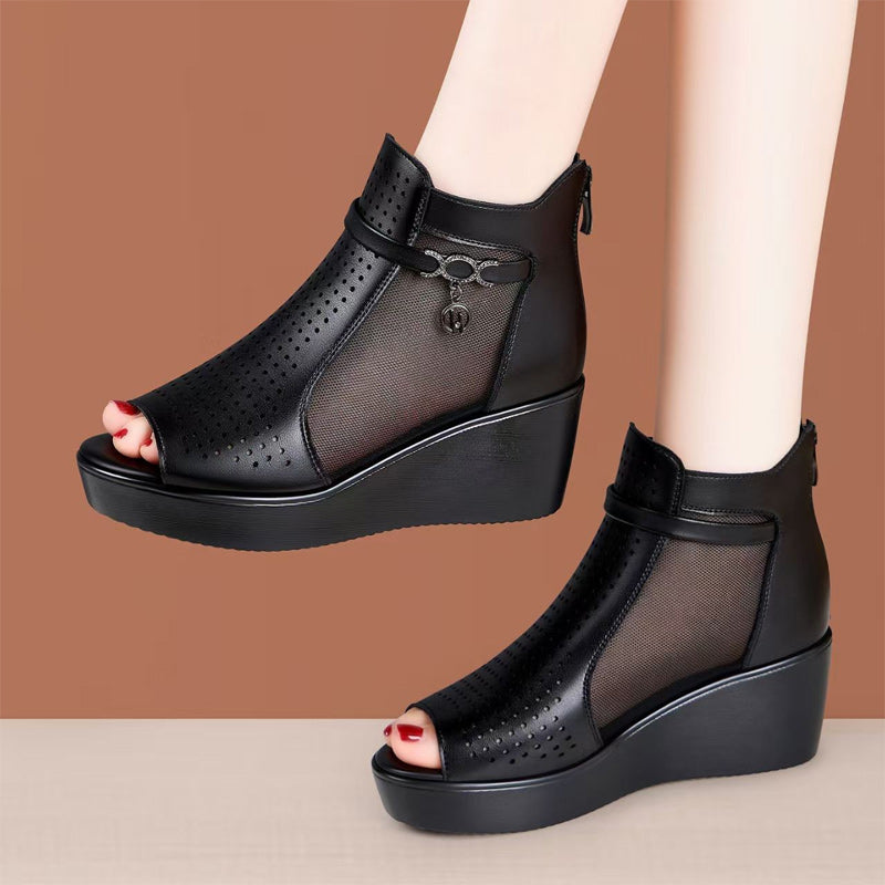 💥【35-41】Sandali z nagnjenimi petami in zračno mrežico – maksimalno udobje in dodatna višina