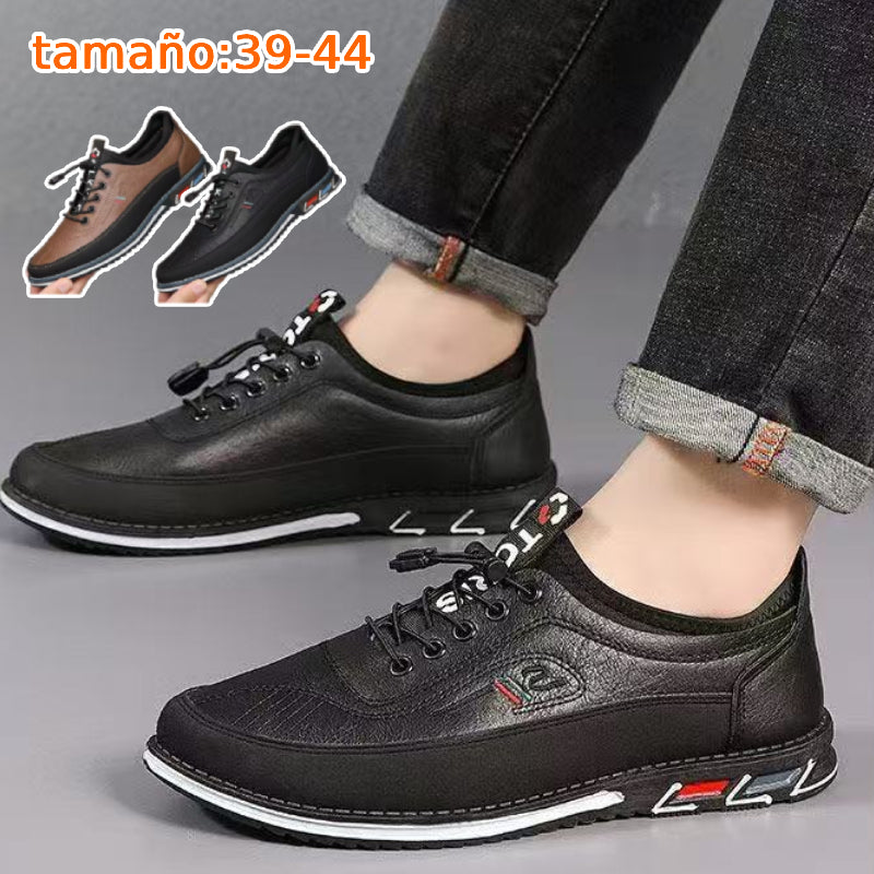 💯🔥【39-44】Los zapatos de negocios casuales para hombre están hechos de cuero impermeable y resistente a las manchas con una suela suave para un uso cómodo.