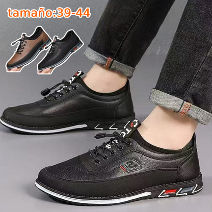 💯🔥【39-44】Los zapatos de negocios casuales para hombre están hechos de cuero impermeable y resistente a las manchas con una suela suave para un uso cómodo.