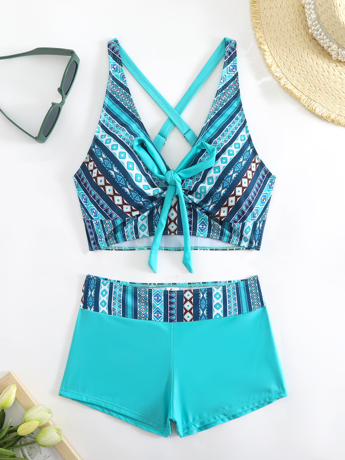 🏊‍👙【S-5XL】🌴Poletne elegantne kopalke za večje številke s potiskom, modne in lepe, ohlapne in udobne